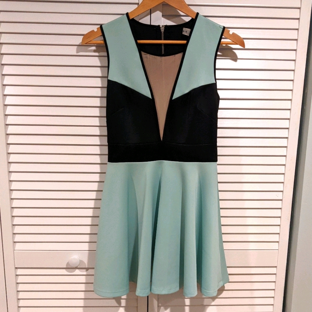 Rehab Sheer V Party Dress